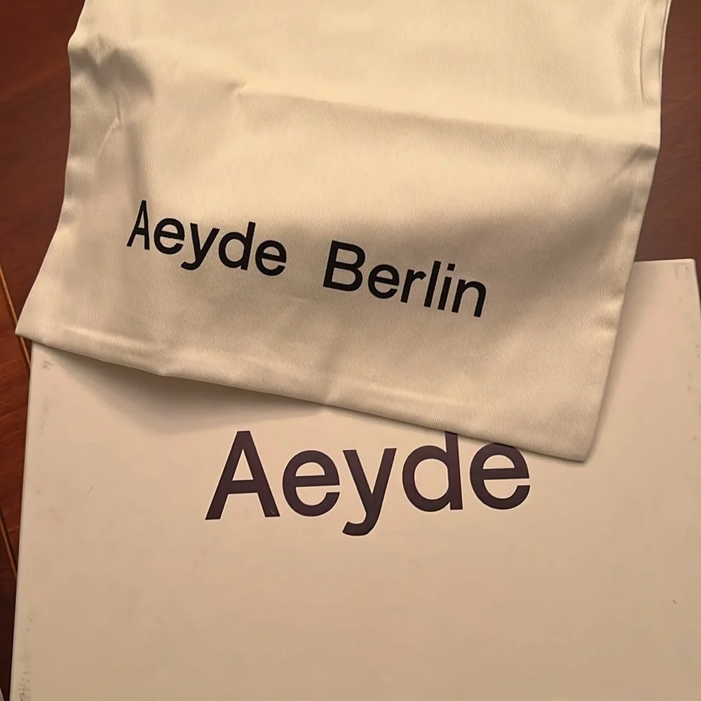 NIB Aeyde Tom Square Toe Calf Leather Black Penny Loafer - Picture 9 of 14